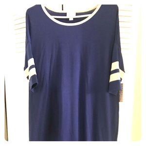 NWT Navy Irma Small LulaRoe with stripes on sleeve